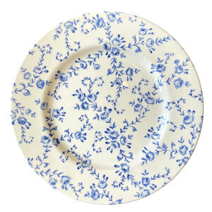 Royal Stafford Blue Rose Floral Porcelain Dinner Plates 11in Set of 4 Shabby NEW